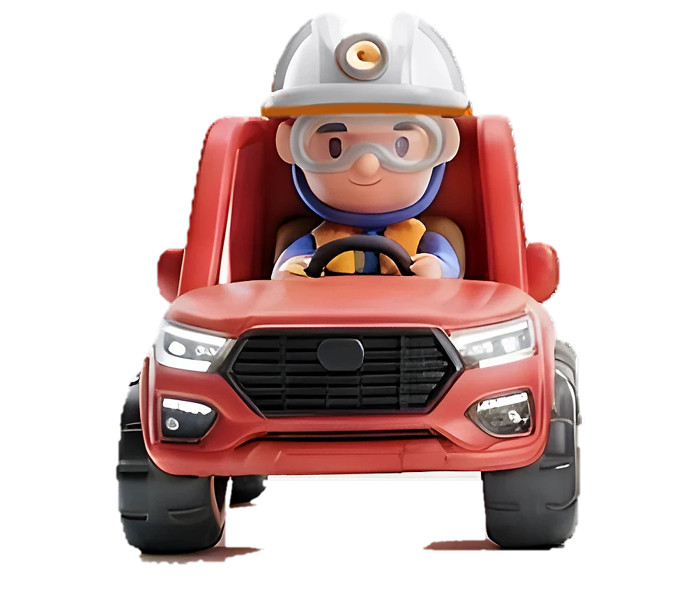 Camioneta Cinxeles con el minero al volante