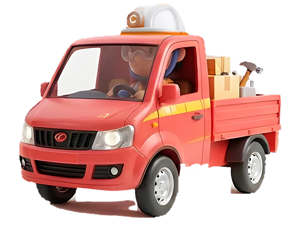 Camioneta de Cinxeles Supply repartiendo material