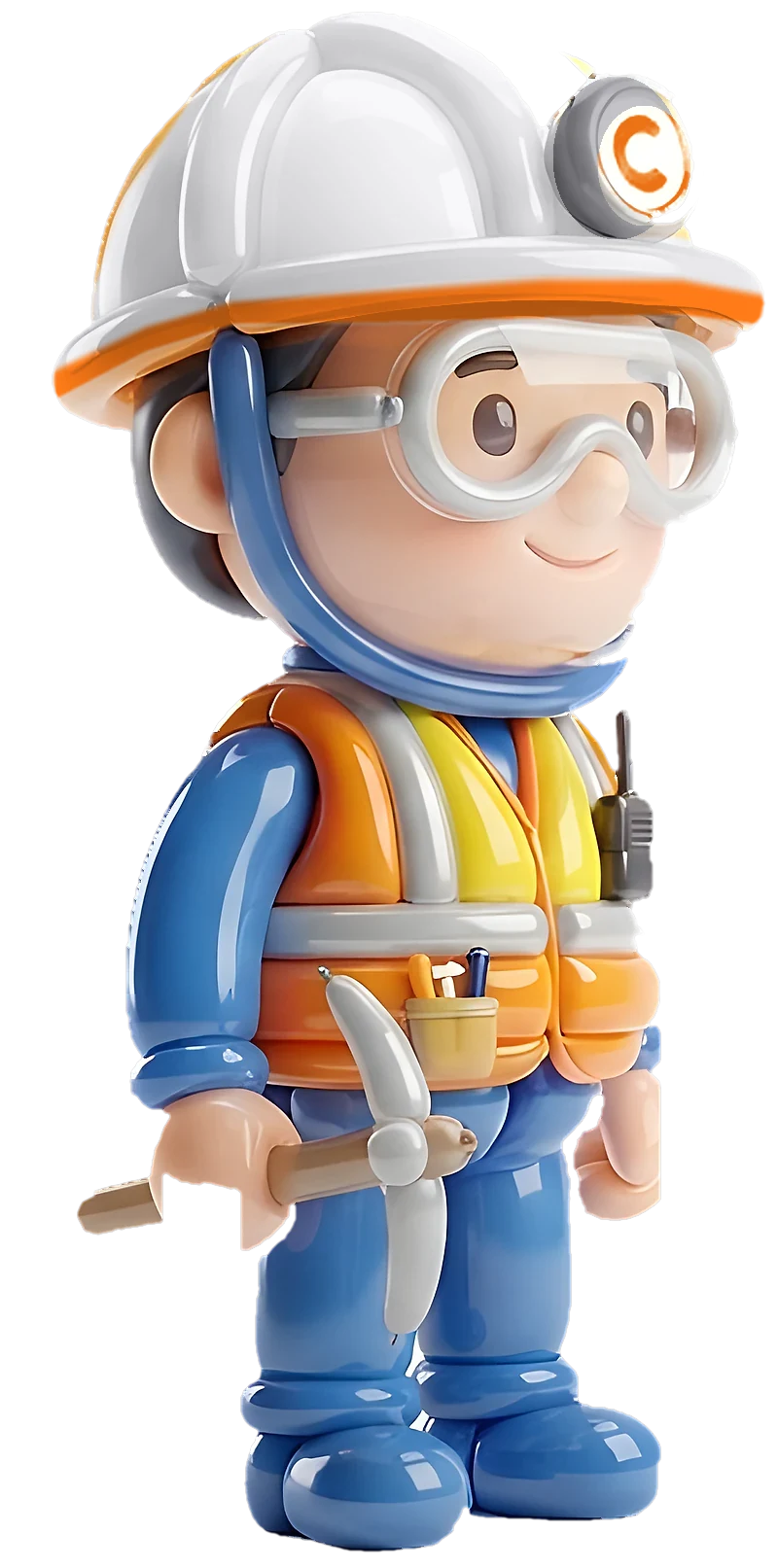 Personaje minero de Cinxeles con casco y chaleco de seguridad